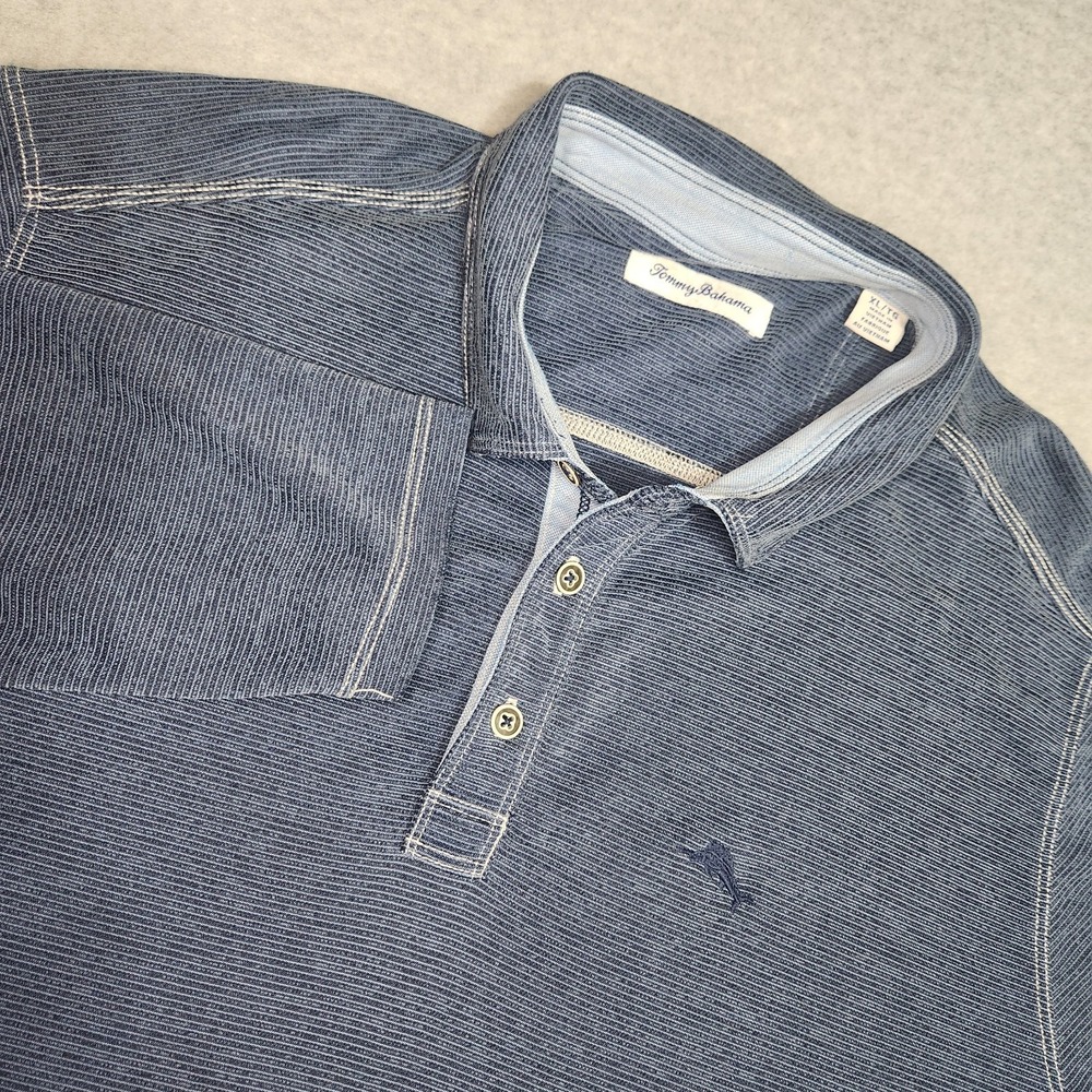 Tommy Bahama Shirt Paradise Cove Long-Sleeve Polo Mens XL Cobalt Haze